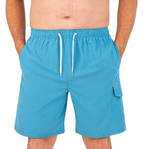 Men Swim Trunks Swimming Mesh Cargo Shorts Bathing Suit Seafoam Blue, All Sizes